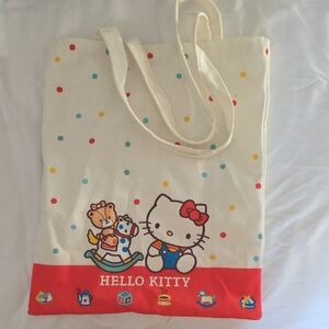 Hello Kitty Cream Tote with Colorful Dots